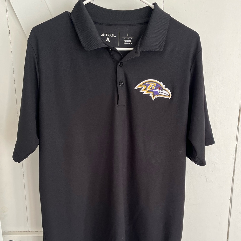 3/$30 SALE!!! Antigua Men's Black Polo Shirt with Ravens Team Logo